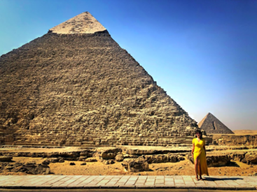 Pretty travel fashion dress egyptian pyramids